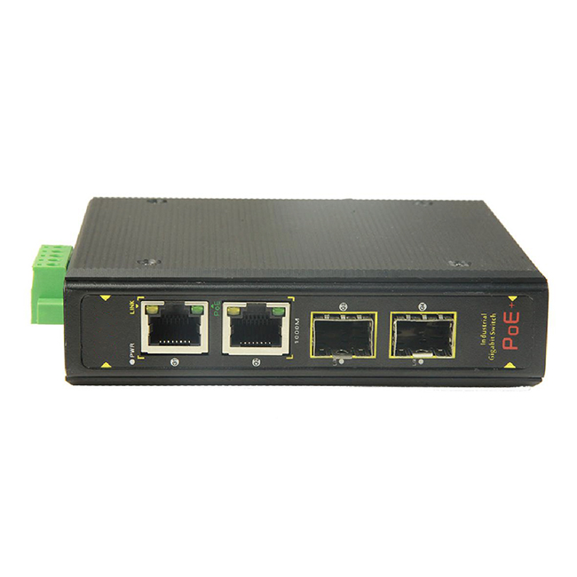 2 Port PoE Gigabit with 2xSFP Slot fiber Industrial Switch